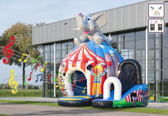 Disco Elefant Hüpfburg mit Musik mieten